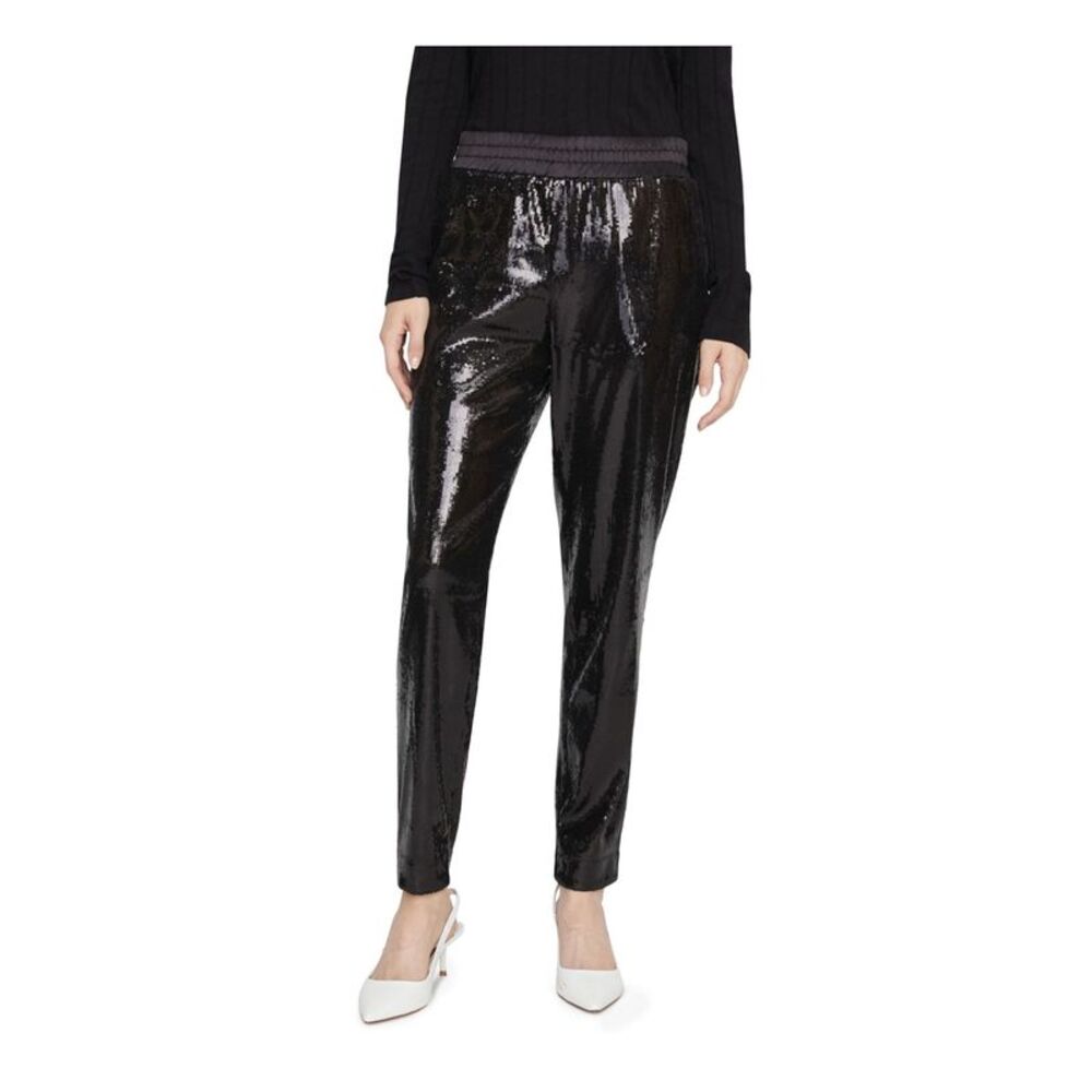 SANCTUARY Womens Black Sequined Evening Straight leg Pants XS - Picture 2 of 2
